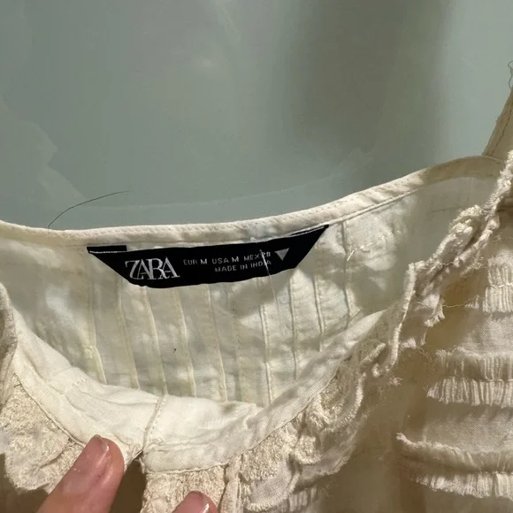 Zara Ivory Ruffle Button Tank Top - Picture 3 of 5